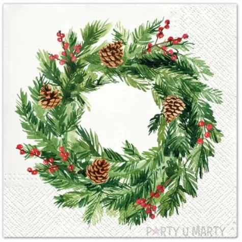 serwetki wieniec na drzwi szyszki paw 33 cm 20 szt