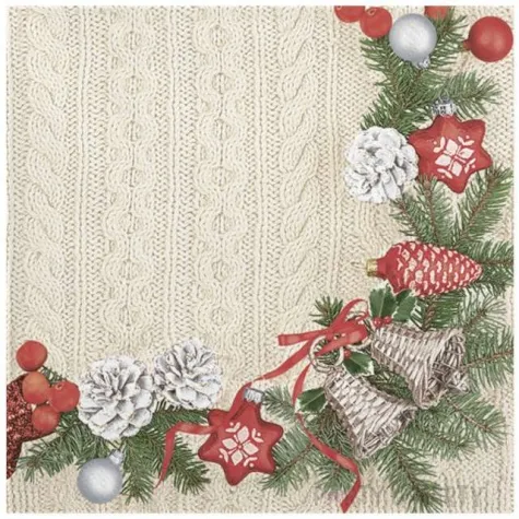 serwetki wieniec na dzianinie maki 33 cm 20 szt