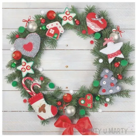 serwetki wieniec z filcowa dekoracja maki 33 cm 20 szt