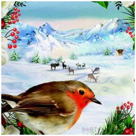 serwetki wieniec z gilem maki 33 cm 20 szt