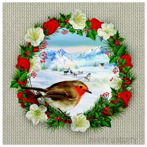 serwetki wieniec z gilem maki 33 cm 20 szt