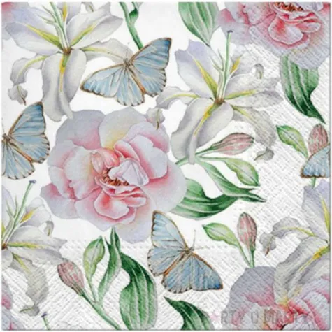 serwetki wiosenne kwiaty i motyle paw 33 cm 20 szt