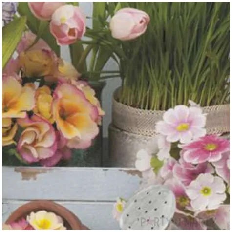 serwetki wiosenne kwiaty w doniczkach maki 33 cm 20 szt