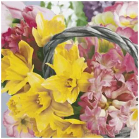 serwetki wiosenny bukiet w koszu wiklinowym maki 33 cm 20 szt