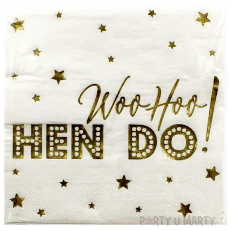 serwetki woo hoo hen do bialo zlote neviti 33 cm 16 szt