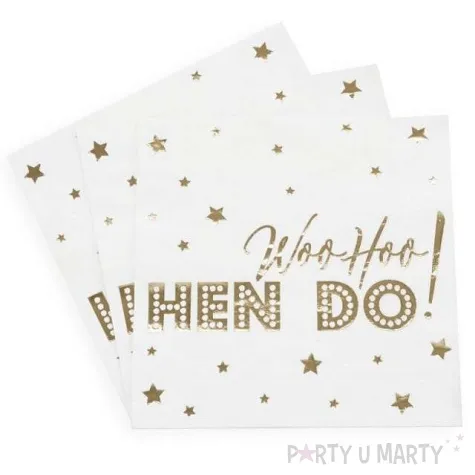 serwetki woo hoo hen do bialo zlote neviti 33 cm 16 szt