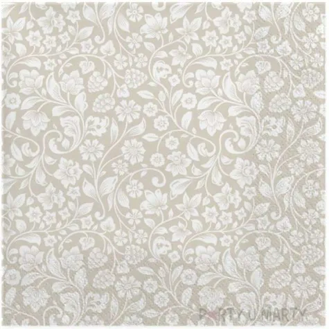 serwetki wzor z romantycznych kwiatow bezowe maki 33 cm 20 szt