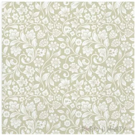 serwetki wzor z romantycznych kwiatow zielone maki 33 cm 20 szt