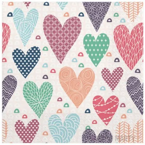 serwetki wzorzyste serduszka maki 33 cm 20 szt