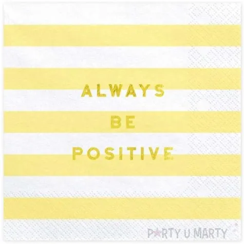 serwetki yummy always be positive zolty jasny partydeco 33 cm 20 szt
