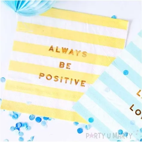 serwetki yummy always be positive zolty jasny partydeco 33 cm 20 szt