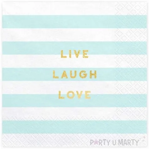 serwetki yummy live laugh love niebieski jasny partydeco 33 cm 20 szt