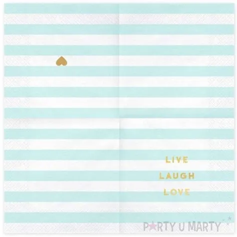 serwetki yummy live laugh love niebieski jasny partydeco 33 cm 20 szt