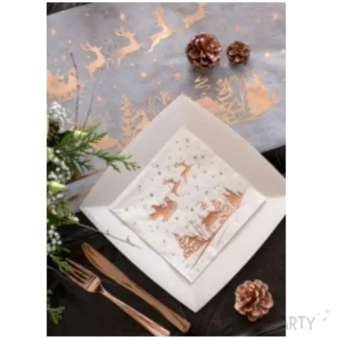 serwetki zaprzeg swietego mikolaja santex rozowo zlote metaliczne 33cm 20 szt