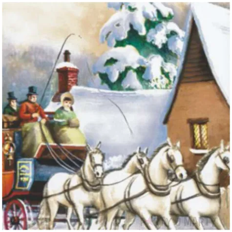 serwetki zimowa przejazdzka bryczka maki 33 cm 20 szt