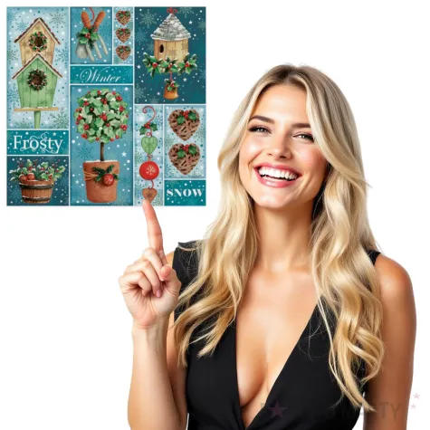 serwetki zimowe domki dla ptakow w kolazu frosty maki 33 cm 20 szt