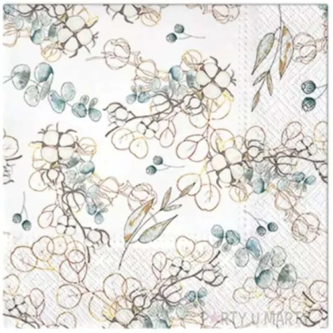 serwetki zimowe galazki paw 33 cm 20 szt