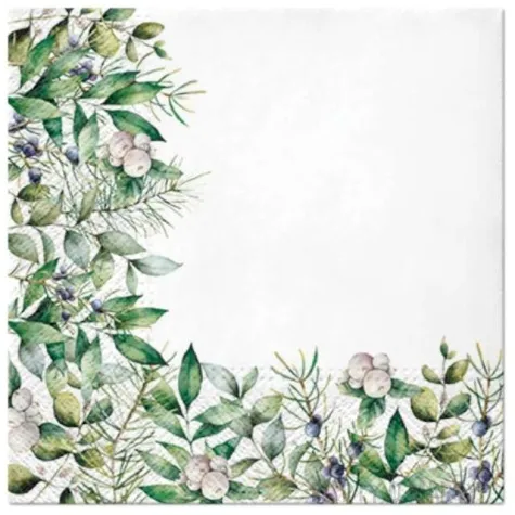 serwetki zimowe galazki snieguliczka paw 33 cm 20 szt