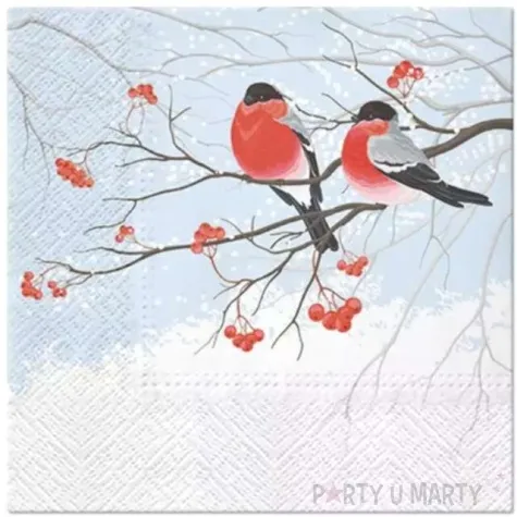 serwetki zimowe gile na jarzebinie paw 33 cm 20 szt