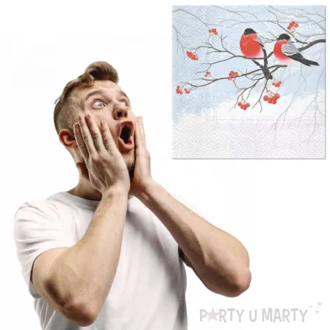 serwetki zimowe gile na jarzebinie paw 33 cm 20 szt