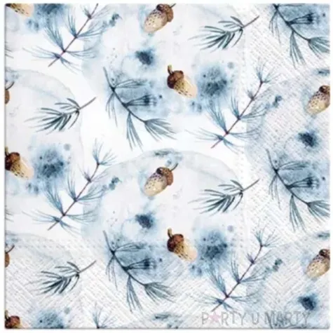 serwetki zimowy klimat galazki i zoledzie paw 33 cm 20 szt