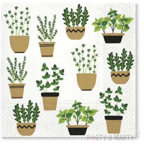 serwetki ziola w doniczkach paw 33 cm 20 szt