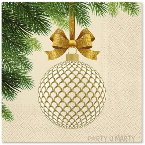 serwetki zlota bombka paw 33 cm 20 szt