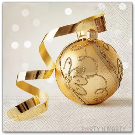 serwetki zlota bombka paw 33 cm 20 szt