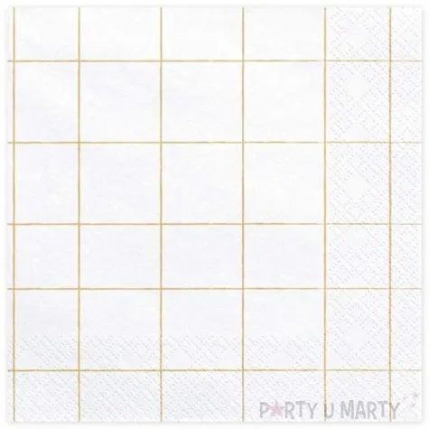 serwetki zlota kratka biale partydeco 33 cm 20 szt
