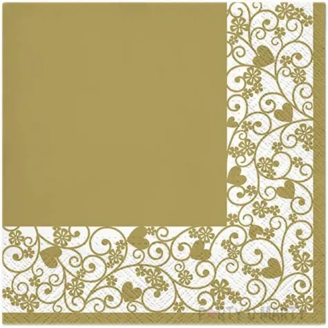 serwetki zlota ramka paw 33 cm 20 szt