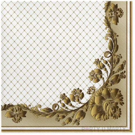 serwetki zlota ramka z siatka bezowe maki 33 cm 20 szt