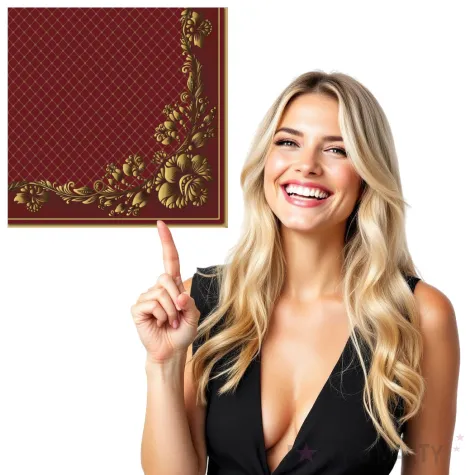 serwetki zlota ramka z siatka bordowe maki 33 cm 20 szt