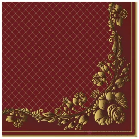 serwetki zlota ramka z siatka bordowe maki 33 cm 20 szt