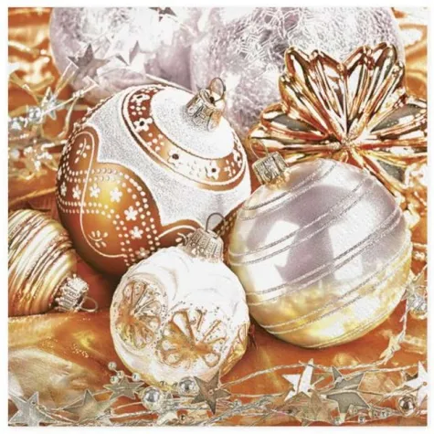serwetki zlote blyszczace bombki choinkowe maki 33 cm 20 szt