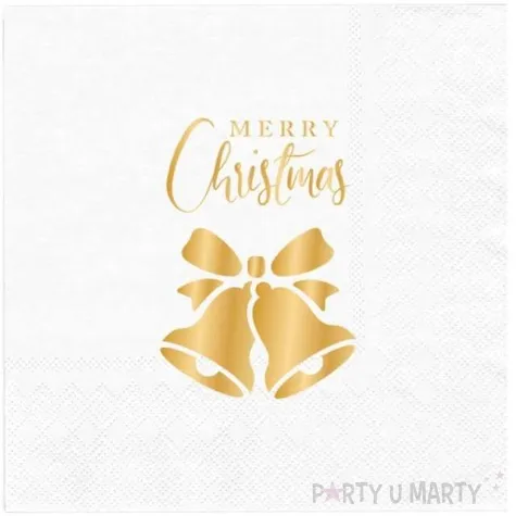 serwetki zlote dzwoneczki biale partypal 33cm 10 szt