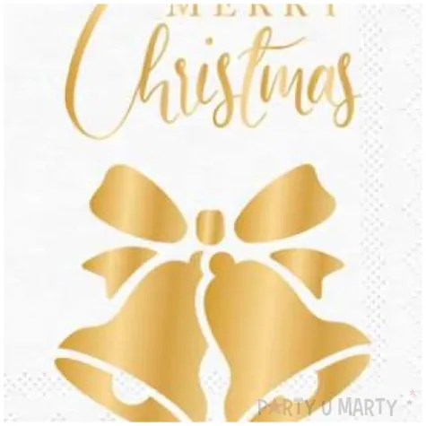 serwetki zlote dzwoneczki biale partypal 33cm 10 szt