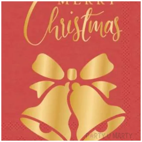 serwetki zlote dzwoneczki czerwone partypal 33cm 10 szt