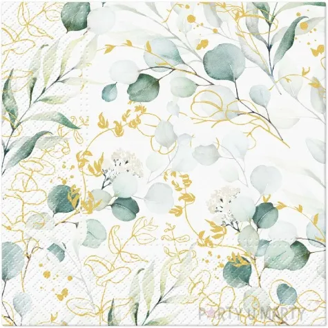 serwetki zlote eukaliptusy paw 33 cm 20 szt