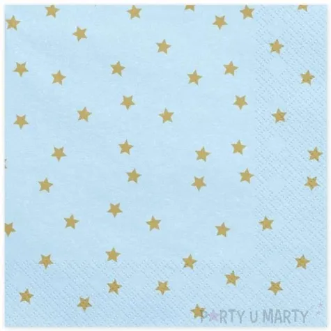 serwetki zlote gwiazdki blekitne partydeco 33 cm 20 szt
