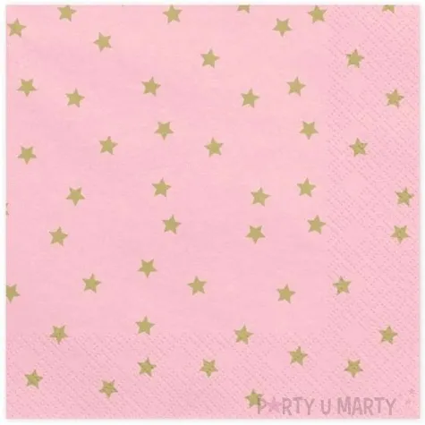 serwetki zlote gwiazdki rozowe partydeco 33 cm 20 szt