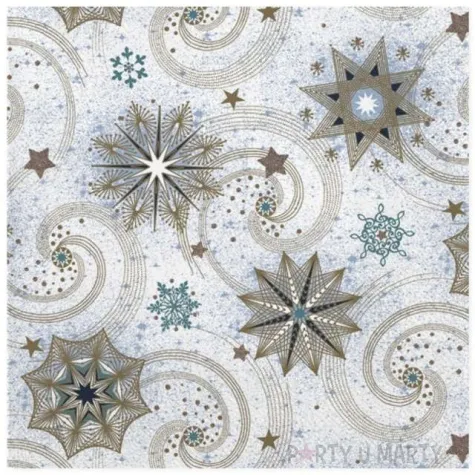 serwetki zlote i turkusowe gwiazdki i wiry maki 33 cm 20 szt