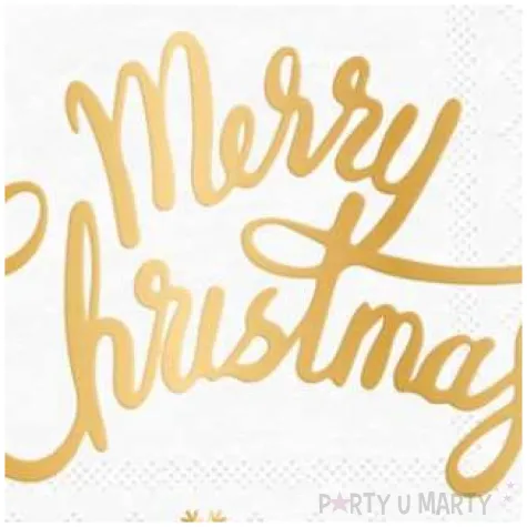 serwetki zlote merry christmas biale partypal 33cm 10 szt