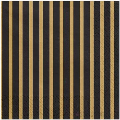 serwetki zlote paski czarne 33 cm 20 szt