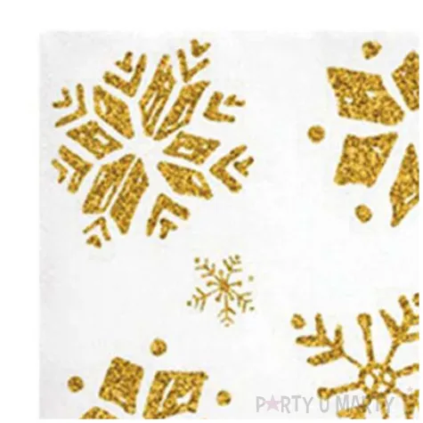 serwetki zlote sniezynki biale paw 33 cm 20 szt