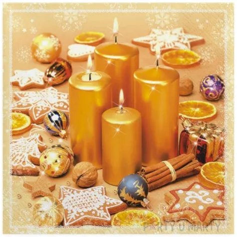 serwetki zlote swiece i ciasteczka maki 33 cm 20 szt