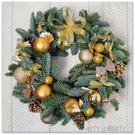 serwetki zloty wieniec paw 33 cm 20 szt