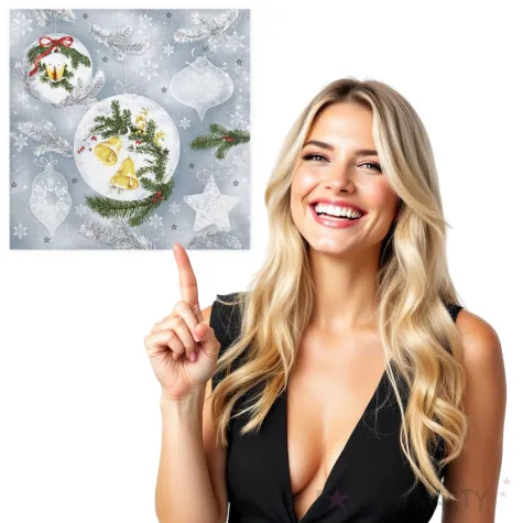 serwetki zolte bombki i dzwoneczki maki 33 cm 20 szt