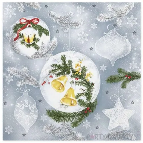 serwetki zolte bombki i dzwoneczki maki 33 cm 20 szt