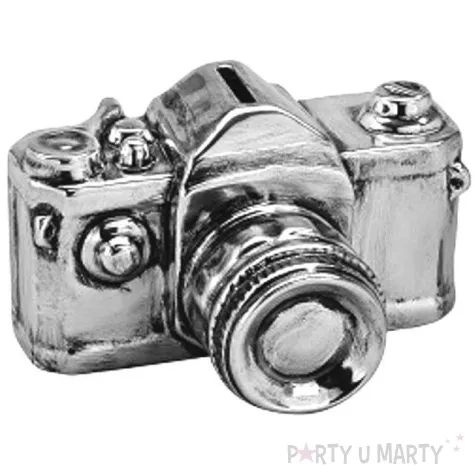 skarbonka aparat fotograficzny ceramiczna srebrna