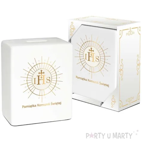 skarbonka pamiatka komunii swietej hostia kostka biala bgtech